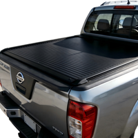 Couverture de benne télescopique électrique rétractable en alliage d'aluminium noire pour Nissan Frontier 1998-2016 avec serrure à clé/porte-bagages