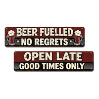 Plaque murale vintage en métal 2D avec citation « Beer Fuelled No Regrets » pour pub, taverne, ou décoration murale de cave à homme