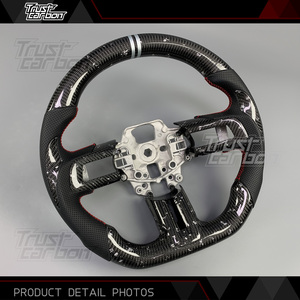 <span class=keywords><strong>Volant</strong></span> personnalisé en fibre de carbone avec design à paillettes argentées pour Ford Mustang S550 5.0L GT 350 500 R Coupé 2015-2023, amélioration de l'intérieur - Product Image 3