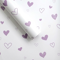 Kertas Pembungkus Bunga Aierflorist Motif Hati Romantis, Bahan Buket, Cetak Tangan, Tahan Air