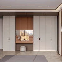Armoire murale moderne bicolore, coiffeuse intégrée, rangement multi-zones, armoire de chambre OEM ODM