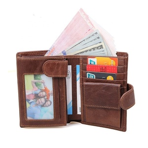 Custom Front Pocket <b>Trifold</b> <b>Wallet</b> Genuine Leather <b>Wallet</b> RFID Blocking Credit Card Holder for Men - Product Image 4