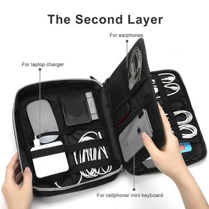 Sac de rangement pour câbles personnalisé, résistant à l'eau, avec double compartiment pour câbles, chargeurs, batterie externe, étui pour tablette uniquement - Product Image 3