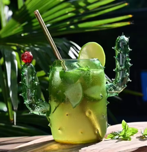 Porte-bougie rond en verre soufflé à la main, vert, personnalisé, avec des points, en forme de <span class=keywords><strong>cactus</strong></span> - Product Image 1