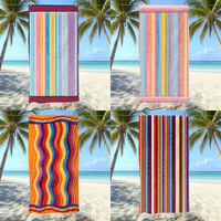 Hot Selling Striped Print Microfiber Beach Towel Sand Free Quick Dry Adult Swimming Bath Towel Support Custom Logo Pattern