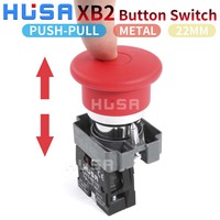 Interrupteur à bouton poussoir autobloquant HUSA XB2 1NO1NC 10A Courant Max IP65 Étanche Plastique Commande d'urgence 22mm