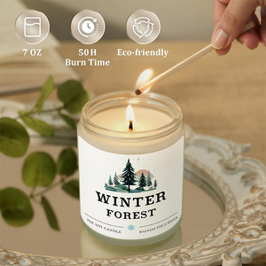 <span class=keywords><strong>Bougie</strong></span> parfumée en pot Mason blanc de 7 oz avec logo personnalisé, couvercle en métal argenté, cire de soja, parfum Forêt d'hiver, décoration de maison <span class=keywords><strong>pour</strong></span> les fêtes - Product Image 4