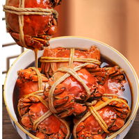 Crabe entier mariné au vin Hua Diao surgelé précuit avec pâte rouge Crabe prêt à manger