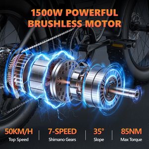 Nouveau vélo de route Aukk 48V 23Ah avec pneus larges 20*4.0 pouces, cadre noir, capacité de 150 kg, autonomie de 70-120 km, vélo électrique 48V 23Ah Aukk E - Product Image 5