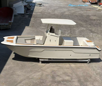 Catamaran à deux coques en fibre de verre de 6,8 m / 22 pieds, bateau de pêche en eau salée à console centrale, prêt pour moteur hors-bord, construction personnalisée en usine