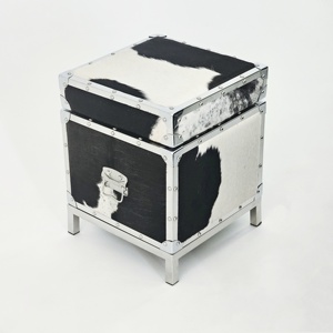 Otomana Minimalista Moderna con Cubo de Almacenamiento de Cuero Peludo, <span class=keywords><strong>Tapa</strong></span> Desmontable, Remaches Metálicos, Cuero Suave, para Apartamento, Dormitorio, Hotel - Product Image 4