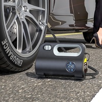 Pompa Ban Digital ABS Hitam 150psi DC 12V Nirkabel Mini Elektrik Pintar Silinder Ganda untuk Mobil dengan Lampu Darurat