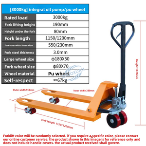 Heavy Duty 3-Ton Manual Handcart, 3000 Kg Hydraulic <b>Pallet</b> <b>Jack</b>, 6600 Lb Warehouse <b>Pallet</b> Truck <b>Jack</b> - Product Image 6