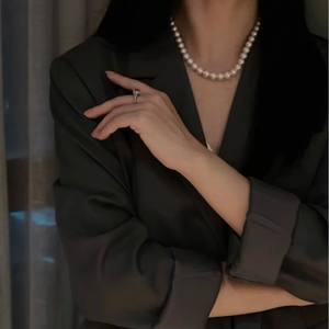 Collar de Perlas de Agua Dulce Redondas de 8-9 mm de Alta Gama de Zhuji, Casi Impecable, Lingote de Plata Pura, Regalo para Mamá - Product Image 2