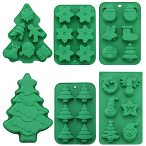 Christmas Silicone Molds 6Pcs Set Snowflake Tree Gingerbread Baking Cookie Candy Mold Oven Safe - Product Image 1