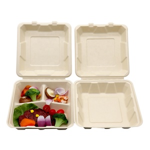 Contenitore per <span class=keywords><strong>cibo</strong></span> per canna <span class=keywords><strong>da</strong></span> zucchero monouso <span class=keywords><strong>da</strong></span> 9 pollici con polpa di bagassa non sbiancata per <span class=keywords><strong>cibo</strong></span> <span class=keywords><strong>da</strong></span> <span class=keywords><strong>asporto</strong></span> veloce - Product Image 3