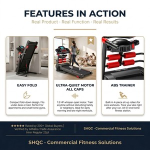 Tapis roulant intelligent pour usage domestique, silencieux, pliable, électrique, écran LCD, moteur 1,5 CV, amortissement des chocs, programmes d'exercice réglables pour <span class=keywords><strong>cardio</strong></span> en intérieur - Product Image 3