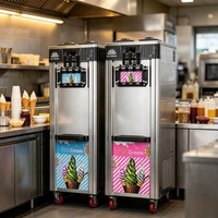 Machine à glace molle professionnelle à trois saveurs avec structure en acier inoxydable pour cuisines commerciales et cafés