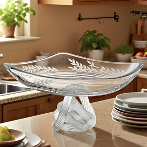 Plato de Servir de Vidrio Transparente, Moderno, Ecológico y Duradero, con Grabado de Hojas, Forma Irregular, Hecho a Mano, No Tóxico, para Fiestas - Product Image 3