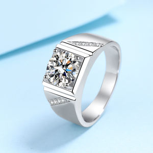 1 quilate 2 quilates propuesta accesorio joyería fina hombres mujeres dedo promesa 925 plata esterlina boda moissanita anillos - Product Image 3