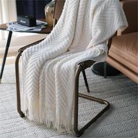 Nouvel Arrivage – Couvre-lit Tricoté Extra Long Style Vintage Américain, Couverture Décorative Douce, Disponible en Usine pour la Maison