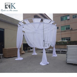 Elegant Yellow Round Canopy Pipe and Drape Kit for Outdoor Wedding Decor Detachable Metal Frame - Product Image 3