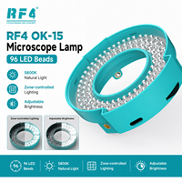 Éclairage annulaire RF4 OK-15 96 LED pour microscope, luminosité réglable, zones d'éclairage contrôlées, pour réparation de téléphones portables et microscopes