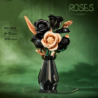 Ensemble de construction de fleurs 255 pièces, bouquet floral gothique avec blocs de construction en forme de rose et vase, jouets en briques, cadeau pour Noël et anniversaire