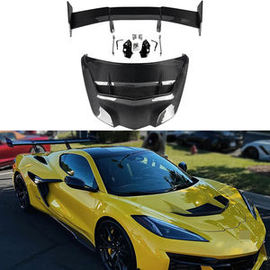 Для 20-Up Corvette C8 Z06 ZR1 стиль сухой карбоновый задний спойлер высокого крыла кронштейн и карбоновый передний капот двигателя обвес - Product Image 1