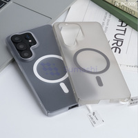 Fundas Magnéticas Inalámbricas para Teléfono Móvil con Textura Arenada Transparente y Antihuellas para Samsung S25 Ultra S24