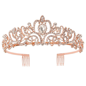 Diadema <span class=keywords><strong>de</strong></span> Tiara <span class=keywords><strong>de</strong></span> Cristal Plateado, Corona Elegante <span class=keywords><strong>de</strong></span> Princesa con Peines para Decoraciones <span class=keywords><strong>de</strong></span> Despedida <span class=keywords><strong>de</strong></span> Soltera - Product Image 5
