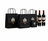 Sacs en papier épais de qualité commerciale avec poignées, emballage cadeau de luxe en gros pour bouteilles de vin et de boissons, vente au détail de marques