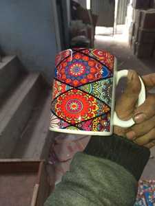 Tasse à café en céramique vierge pour sublimation, motif mandala floral coloré, idéale pour cadeau et fêtes - Product Image 1
