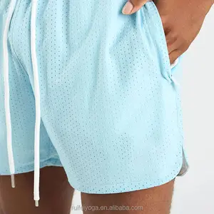 Custom Printed High Quality Sports Fitness Workouts Mesh Basketball Men 5 Inch Running Sweat Mesh Gym Shorts With Drawstring