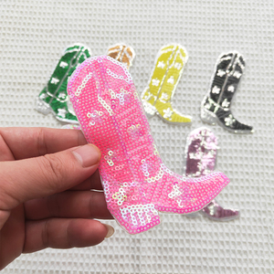 Mới Tùy Chỉnh Thân Thiện Với Môi Sequins Phương Tây Vá Lớn Long Lanh Khởi Động Thêu Sắt Trên Các Bản Vá Lỗi Tự Dính - Product Image 1