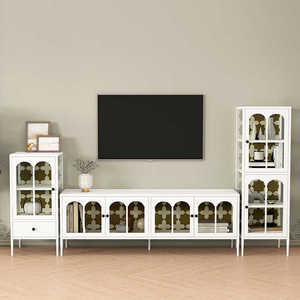 Mueble de TV Moderno de Acero TR-L3 para Sala de Estar, Consola Multimedia de Lujo con Puerta de Vidrio - Product Image 1