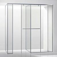 Porte de douche coulissante moderne en verre trempé sans cadre, sur mesure, à double rail, épaisseur 10 mm, en acier inoxydable, écologique