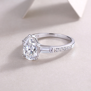 12981 gioielli di lusso classico 925 di moda in argento Sterling anello di nozze a forma di goccia d'acqua Moissanite classico anello di nozze - Product Image 6
