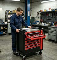 Emballage conforme à la norme PPWR, 258 pièces d'outils à main, chariot de rangement pour outils lourds en acier inoxydable, nouveau design