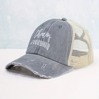 Gorra de Béisbol Tipo Camionero al por Mayor con Agujero para Coleta de Caballo, Gorra Lisa Ajustable con Coleta Cruzada, Gorra de Mezclilla Lavada y Desgastada