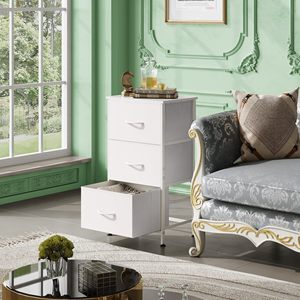 Gabinete de Almacenamiento SENYU Blanco de 3 Cajones con Ruedas, Diseño Minimalista para Dormitorio, Estructura Metálica, Panel MDF, Mueble Modular - Product Image 3