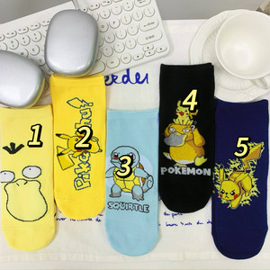 Pikachu Cartoon Ankle <b>Socks</b> For Men Breathable <b>Polyester</b> Mesh Short <b>Socks</b> Youth Size 17cm Yellow Anime Pattern - Product Image 3