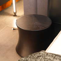 Table basse minimaliste moderne pour salon, table basse ronde en chêne noir massif