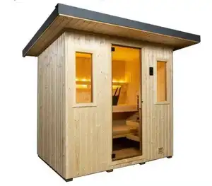 2022 factory hot selling sauna outdoor solid wood pine / hemlock / Redwood sauna wet steaming traditional dry steaming sauna