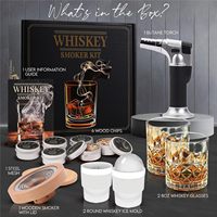 Kit Fumeur à Whisky avec Torche, Kit Fumeur à Whisky Old Fashioned, Kit Fumeur à Bourbon, Ensemble d'Infusion Cocktail, Copeaux de Bois