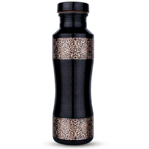Black <b>Copper</b> <b>Drinking</b> <b>Bottle</b> Vintage Pattern Metal Water Flask Decorative Beverage Container Kitchen Office Gift Collection - Product Image 3