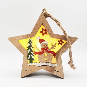 Wooden Christmas Hollow Carving Night <b>Light</b> Ornaments Star <b>Tree</b> Shape <b>Lighted</b> Decorations For Window And <b>Tree</b> - Product Image 2