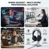 Casque de jeu filaire circum-auriculaire OEM ODM avec éclairage RGB, cadre métallique, design en cuir, codec AAC pour audiophiles
