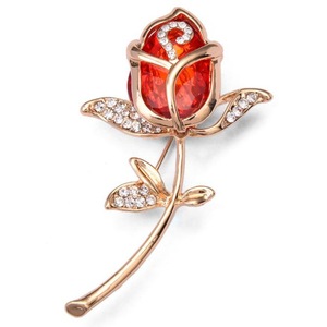 Broche de corsage haut de gamme pour femme, motif rose, en verre cristal, tulipe, pour mariage et mariée, très tendance - Product Image 1