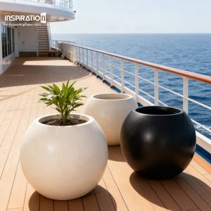 Macetas de Fibra de Vidrio Personalizadas con Acabado de Cemento <span class=keywords><strong>Natural</strong></span>, Macetas Modernas de Cerámica con Pintura Blanca, Macetas de FRP - Product Image 1